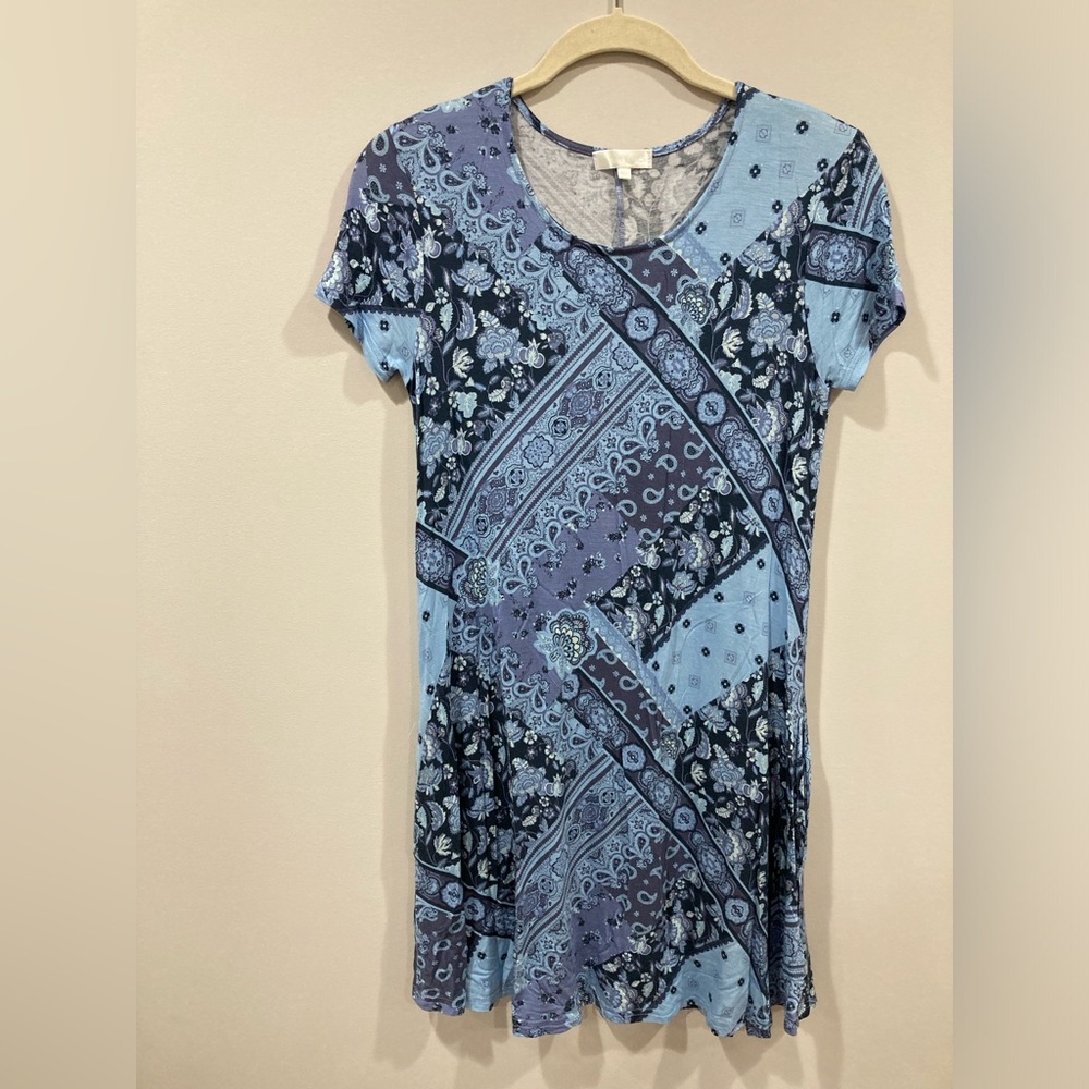 Riley & James Blue Floral and Paisley Patterned Boho Dress Medium